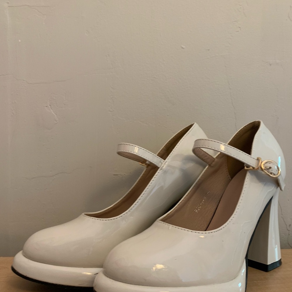 Elegant White Mary Jane Heels